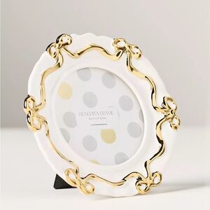 Anthropologie White and Gold Ornate Frame